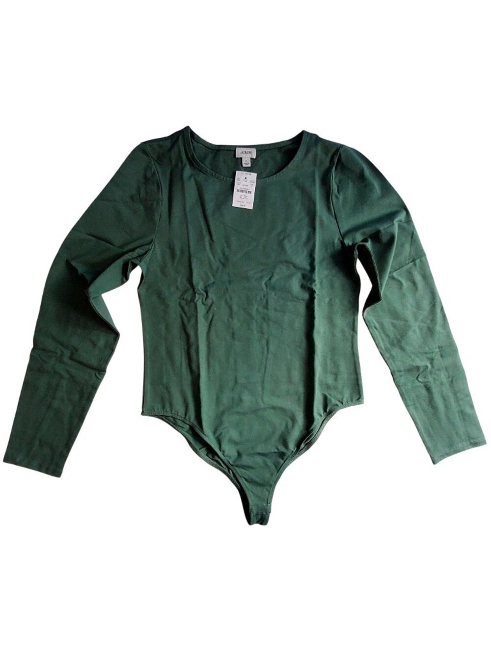 J.Crew Long Sleeve Green Bodysuit  Size L Snap Closure Stretch  Womens Apparel
